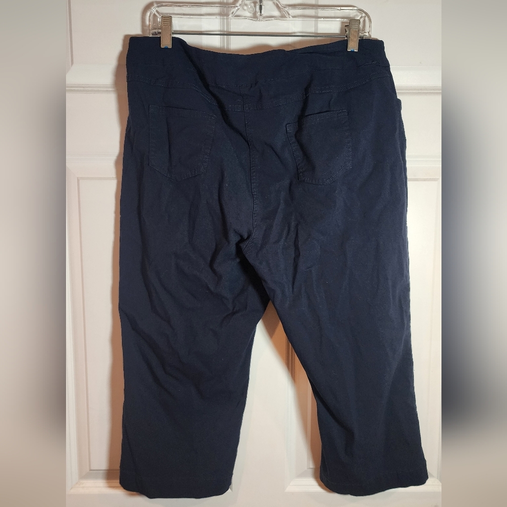 Slim-Sation Womens Navy Blue Stretch Pull-On Capri Pants Pockets Size 18 - Picture 5 of 5